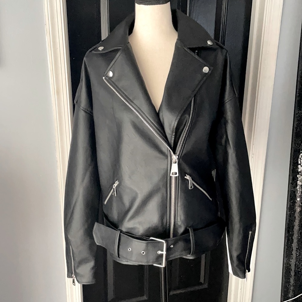 COPY - NWT oversized faux leather Moto jacket 🖤
